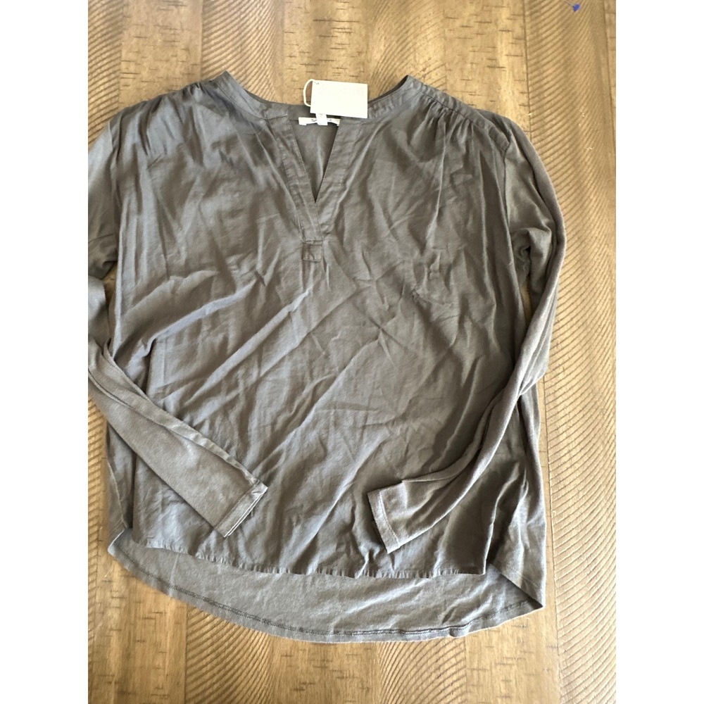 NWT Splendid Collection Split-Neck Long Sleeve Top - Vintage Olive